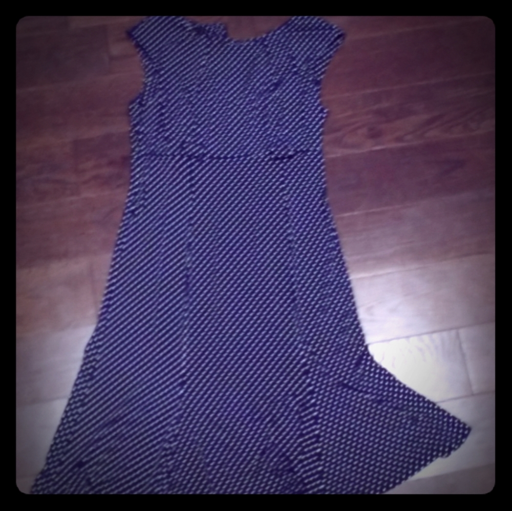Connected apparel size 14 navy polka dot dress